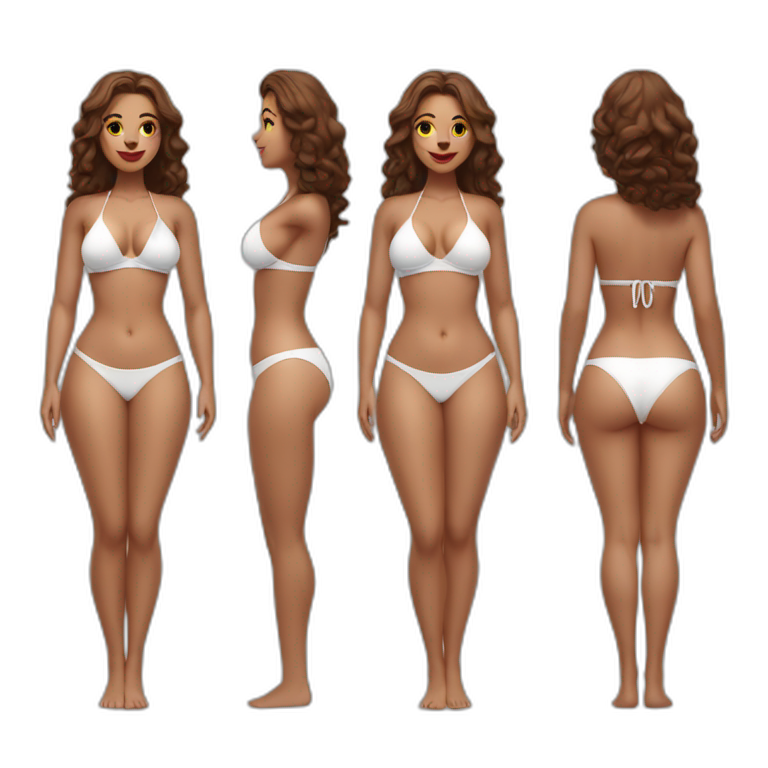 statuesque figure clad in a white twopiece swimsuit displaying front