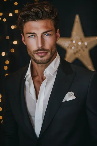 try on a wavy, voluminous hairstyle suitable for elegant occasions as seen on a man in a formal suit.