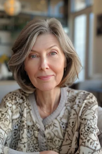 Try on this stylish short, wavy hairstyle that shapes elegantly around the shoulders, complemented by subtle highlights adding depth and texture.