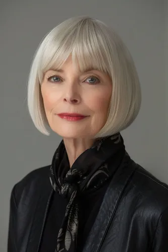try on the short, straight bob cut hairstyle of a woman
