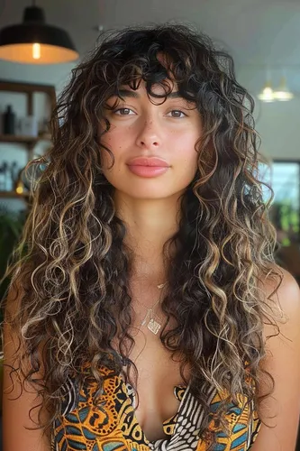 Try on this long curly ombre hairstyle with beautiful curls cascading down, giving a natural yet fashionable look