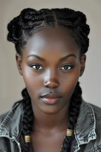 Try on this elegant braided updo hairstyle featuring intricate cornrows that wrap around the head, framing the face beautifully.