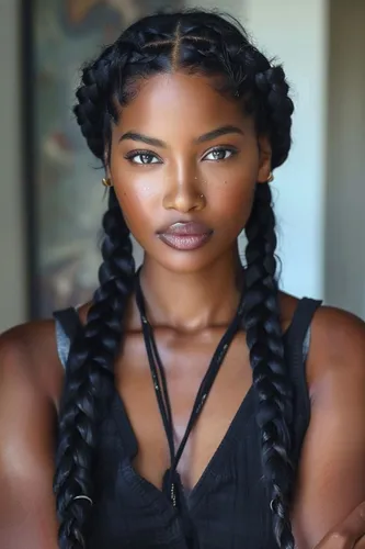 Try on this elegant hairstyle featuring long, thick braids that start from the scalp and extend into flowing thick braids. This style can add a touch of sophistication and uniqueness to your look.