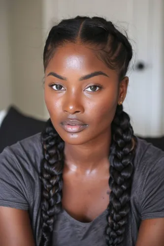 try on a hairstyle featuring slicked back hair with two thick, neat braids