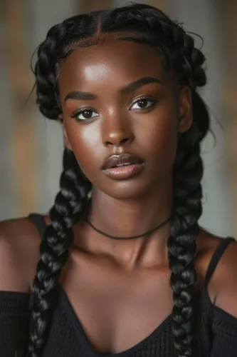 Try on this stylish braided hairstyle with two thick symmetrical braids hanging over the shoulders.