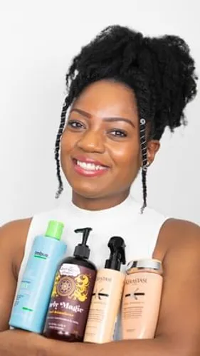 Try on this hairstyle featuring braided back with small twists.