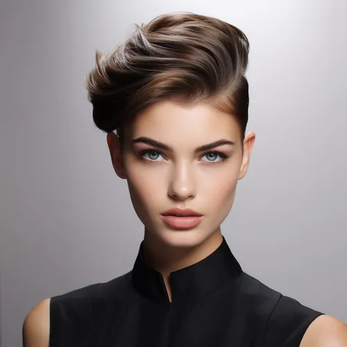 Try on this swept-back wavy hairstyle that elegantly flows with volume and texture, perfectly complementing a poised appearance.