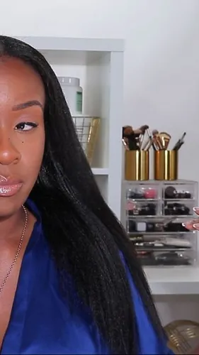 Try on this sleek straight hairstyle that falls eloquently past the shoulders, showcasing a smooth and glossy appearance.