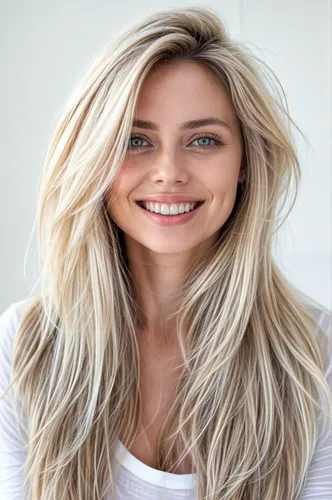Try on this long, wavy blonde hairstyle that flows effortlessly with natural highlights and a slight volume, perfect for a fresh and vibrant look.