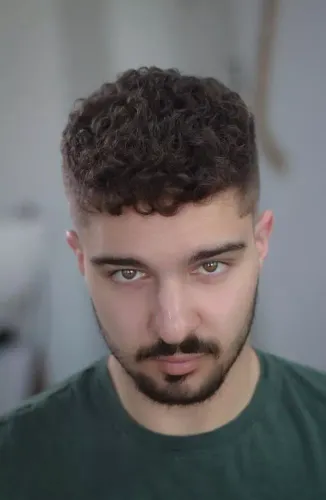 try on a short, curly hairstyle