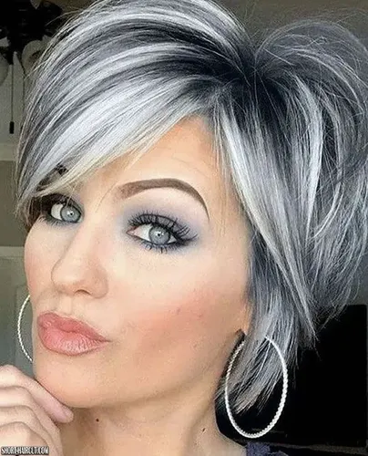 Try on a chic gray bob haircut with clean, soft layers and a natural flow.
