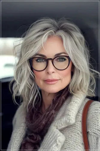 Try on this chic wavy, long hairstyle that adds a touch of elegance and volume.
