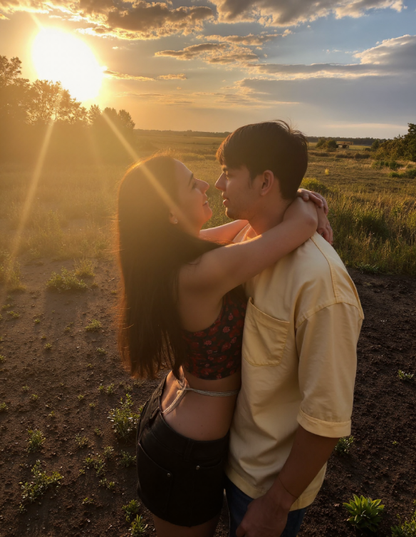A couple on a field