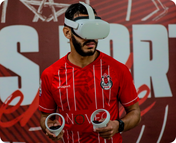 Haytham El Bahja of Fath Union Sport Rabat (FUS Rabat) training with Be Your Best on a VR headset